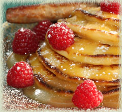 Bobby Flay's Lemon Ricotta Pancakes with Lemon Curd & Fresh Raspberries