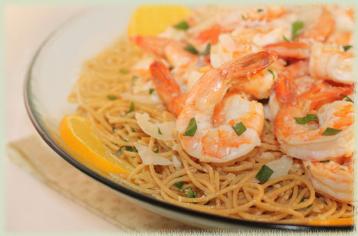Shrimp Scampi Over Pasta