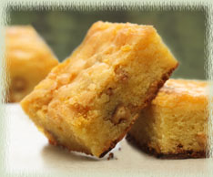 Meyer Lemon Walnut White Chocolate Chip Blondies
