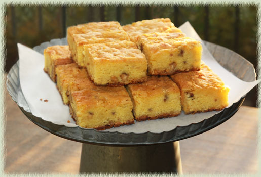 Meyer Lemon Walnut White Chocolate Chip Blondies