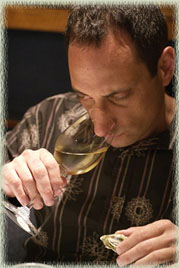 Lou Amdur Judging Wine with Oysters