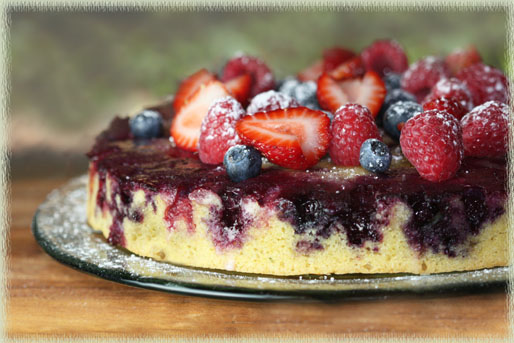 Upside–Down Berry Cornmeal Cake