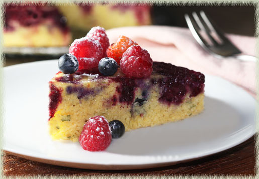 Upside–Down Berry Cornmeal Cake