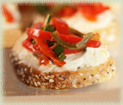 Crostini with Lemony Mascarpone & Sweet & Fiery Peppers