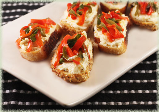 Crostini with Lemony Mascarpone & Sweet & Fiery Peppers