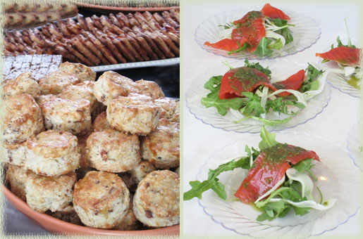 Maple Bacon Biscuits; Salmon Salad