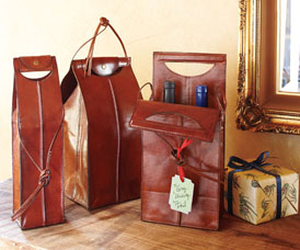 NapaStyle Vintner's Leather Wine Bags
