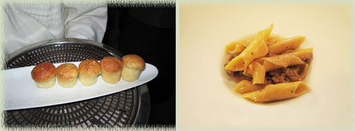 Drago mozzarella–stuffed puffs & Garganelli pasta