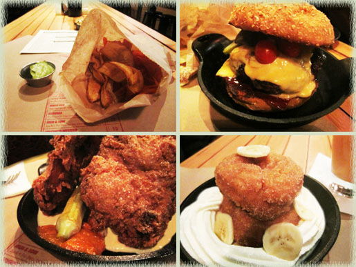 Veggie Chips, Plan Check Burger, Cruller Donuts & Smokey Fried Chicken