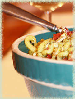 Zucchini, Corn & Basil Pasta with Bacon (gluten-free)