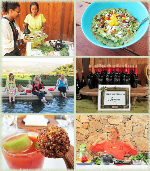 Ethiopian Coffee/Tea Ceremony; Guacamole Challenge; Blogger Toe-Dipping; Leoness Dessert Wine; Bloody Maria Apptail; Chef Mary Sue Milliken