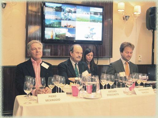 Piero Selvaggio of Valentino along with Arturo Stocchetti and Alessandro Torcoli talking about the wines of Veneto