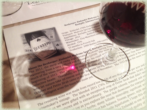 2011 Beekeeper Zinfandel release notes