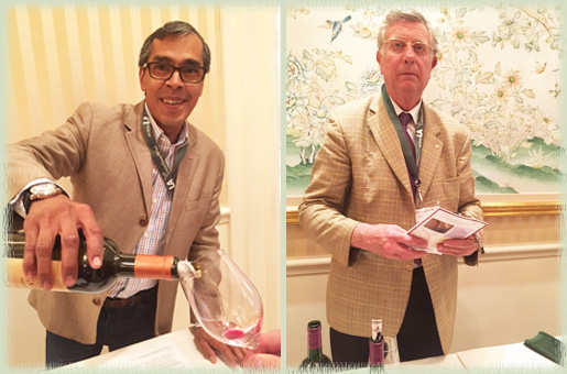 Jorge Mendez of DM Vineyards & Partners pouring the Chateau Seguin; Francis Boutemy describing his Chateau Haut-Lagrange