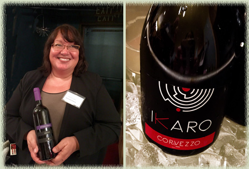 Roberta Enriquez of Mintie Wine & Spirits pouring the Olivi Le Buche Winery 2010 Pugnitello; the 2014 Raboso Ikaro Sparkling IGT Delle Venezie from Azienda Agricola F.lli Corvezzo