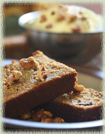 Pumpkin Banana Bread with Lemon Sage Ice Cream & Caramelized Walnuts