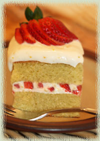 Strawberry Vanilla Cake with Limoncello Cream Cheese Frosting